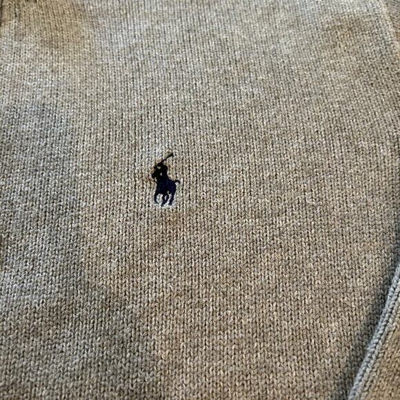 Polo Ralph Lauren Quarter Zip Cotton Sweater Gray and Navy Size Medium - Picture 7 of 11